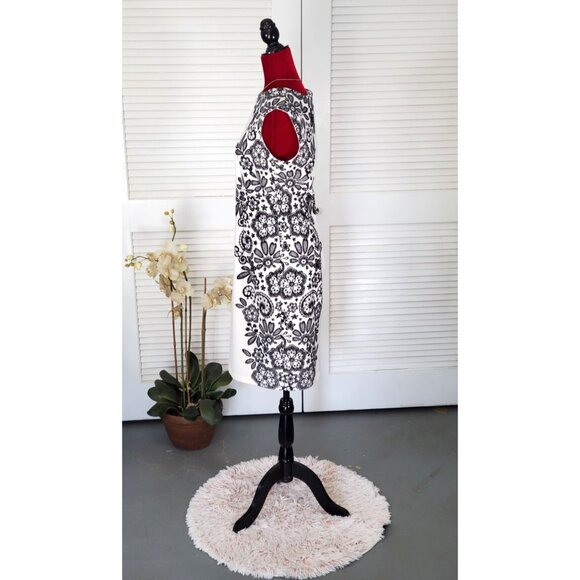 Liz Claiborne Women's White/Black Lace Floral Print Sheath Dress Size 10 1492 - Picture 4 of 10